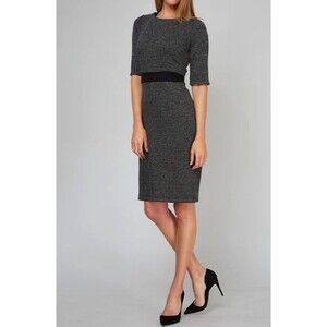 Nora Gardner Women's Karyn Dress Pencil Sheath Black/White Knit 14 New